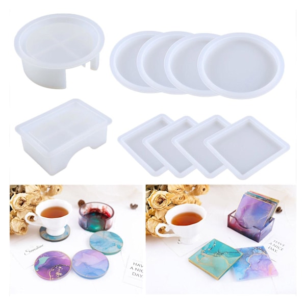 Bordskåner Resin Form Bordskåner Stativ Silikone Form Kop Måtte Epoxy Resin