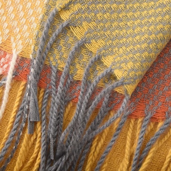 Sjal för kvinnor Sjal Vinter Tartan Wrap Lång Snurrande Tassel Sjal Stole Dam Varm Sjal Orange+Yellow