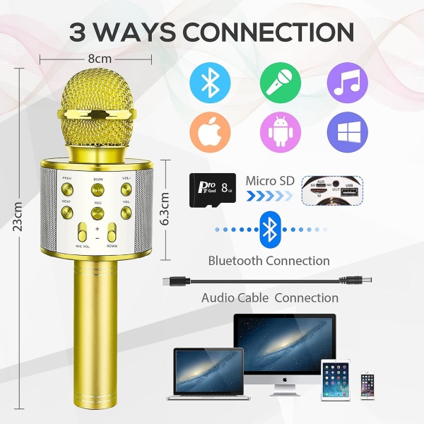Karaoke trådlös mikrofon Bluetooth handhållna mikrofoner för barn Pojkar Flickor Lärleksaker Högtalare Karaokemaskin