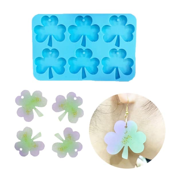 Kløverformede Øreringe Form Epoxy Nøglering Form Resin Støbning Pe