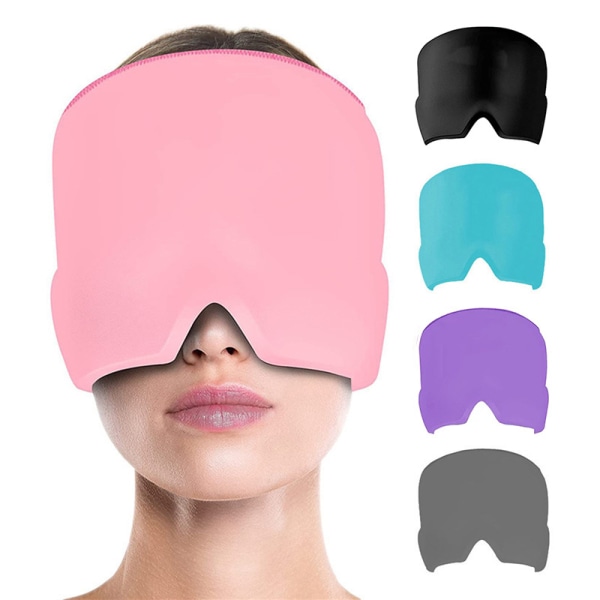 Passande ishuvudvärk/migränlättnadsmössa, cap, sträckbar Ice Pack ögonmask för svullna ögon pink