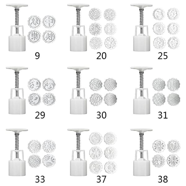 50g Månekakeform + 1/4 Runde Stempler Kakekutter Håndpresse Gr