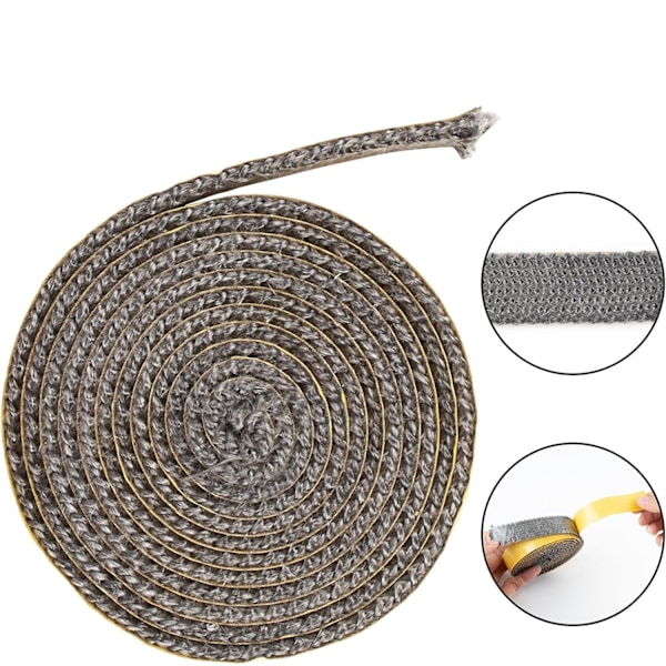 Ovnspakninger, 3 stk, for ovner, peiser, ovnsdører, kjeler, varmebestandig - 2mm x 15mm x 2m 2mm x 15mm x 2m