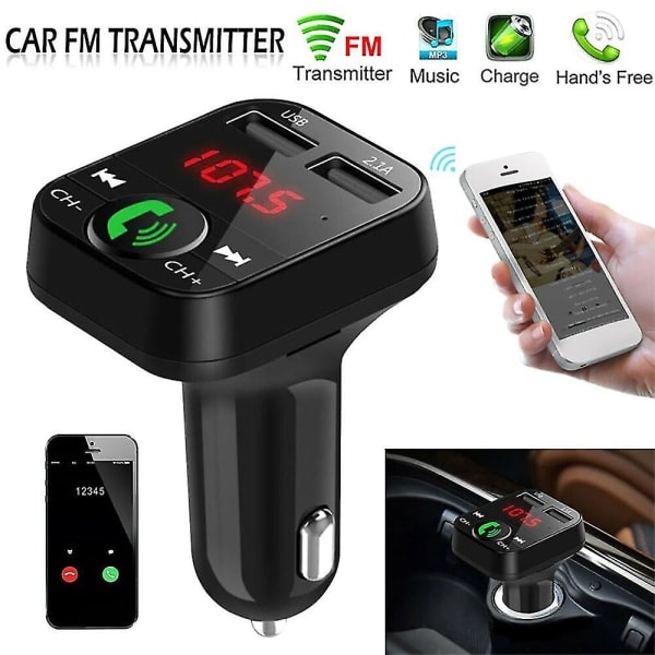 Langaton Bluetooth-autolähetin FM-lähetin Kaksois-USB-laturi Lataussovitin Aux-sovitin Handsfree