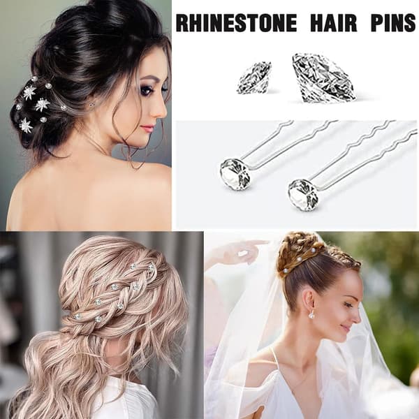 30 stk. hårnåler, rhinestone lyspunkt tilbehør for kvinner, brudehodeplagg krystallhårnåler