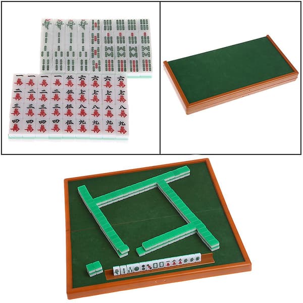 Bærbart Mini 144 Mahjong Sæt Mah Jong Bord Traditionelt Spil Tr