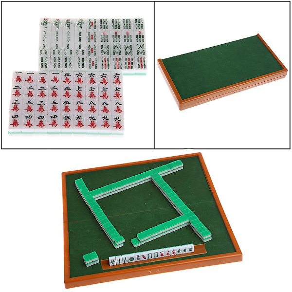 Bärbart Mini 144 Mahjong Set Mah Jong Bord Traditionellt Spel Tr