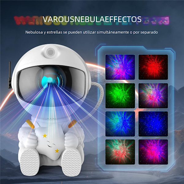 Galaxy Stjerneprojektor Taklampe Gave Dekorativ for Rom LED Nattlys med Stjerneprojektoreffekter og Galaxy Nebula White A