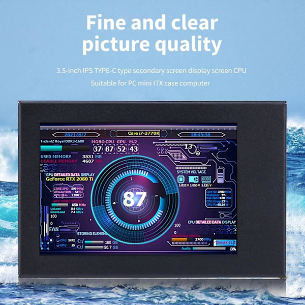 3,5 tommer IPS Computer Sekundær Skærm HDD Display CPU GPU Ram Se