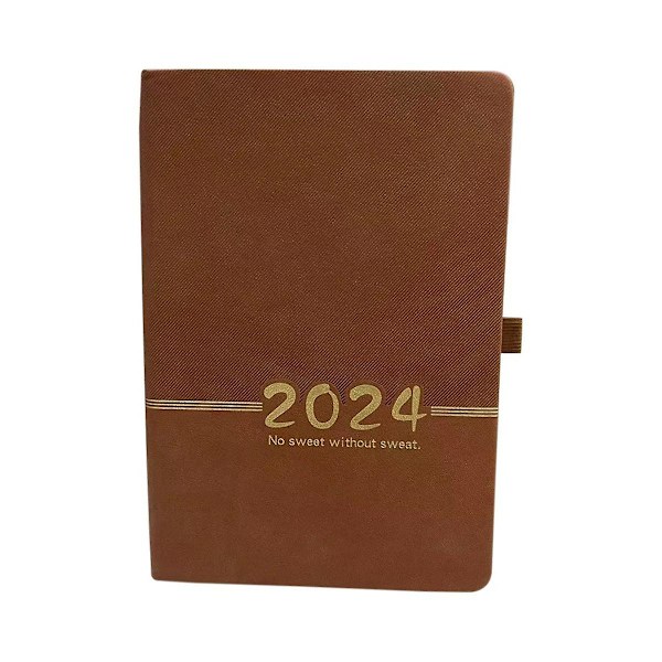 2024 Bærbar Planlægger 365 Dage Omslag Daglig Ugentlig Skema Notesbog Kompakt Kalender Journal Skole Kontor Agenda Brun