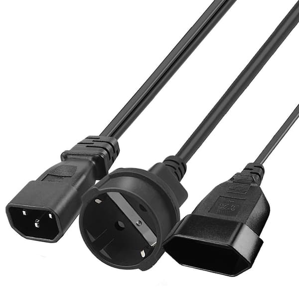 1ft/32cm Iec320 C14 Til Eu4.8mm+eu4.0mm Ac-strømforlængerkabel