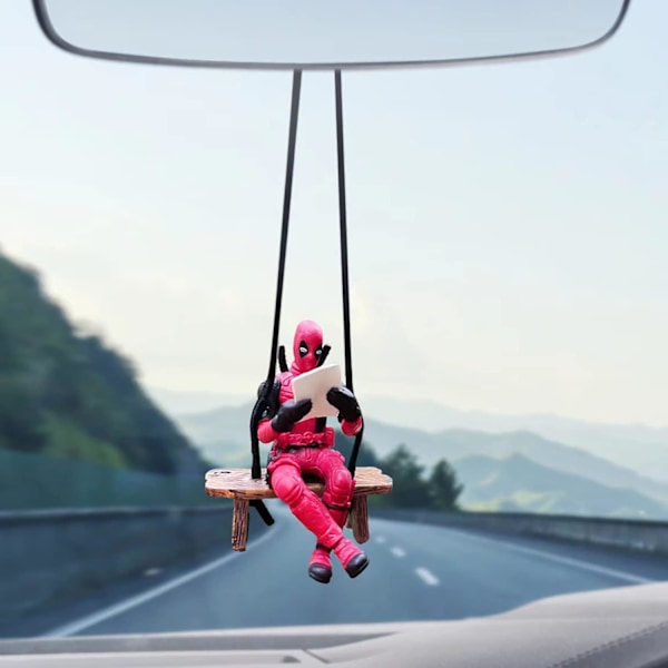 Söt Deadpool-bilhänge, gungande Deadpool-hänge, bildekorationshänge A