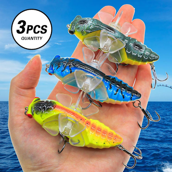 3-pack fiskedrag med propellerdesign för öring, gädda, abborre, sötvatten och saltvatten 3pcs