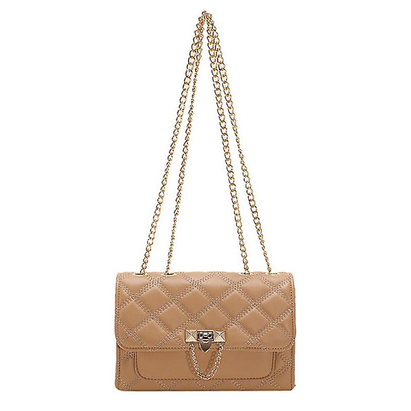 Små damväskor och handväskor, axelväskor, crossbody-väskor, axelremmar i metall, khaki