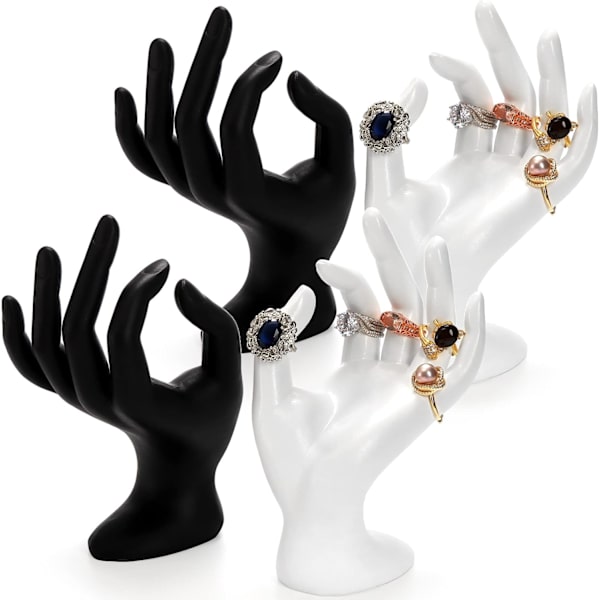 4-pack Ringhållare för Handen, Smyckeshållare i Handform, Smyckesdisplay i Resin för Armband och Ringar, Smyckesställ för Hemorganisation