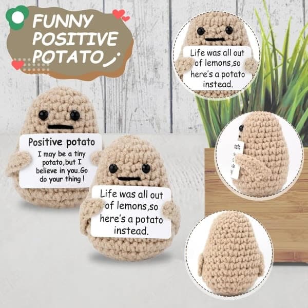 pcs Rolig positiv potatis Vacker stickad docka i ull med positiv kort beige