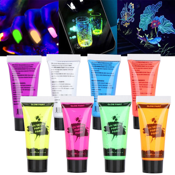 10ml Kroppsmaling Sett Blacklight Ansikts- og Kroppsmaling Sminke Fluorescerende Kropps- og Ansiktsmaling