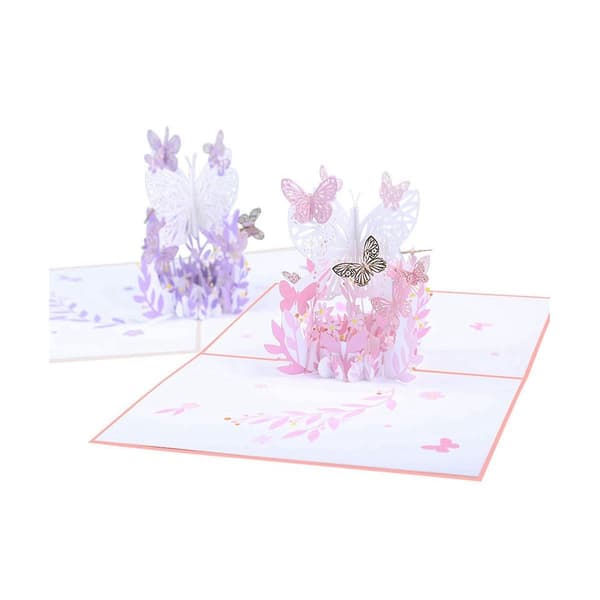 Pop-up-kort med sommerfugldesign, håndlagde 3D-sommerfuglkort, B