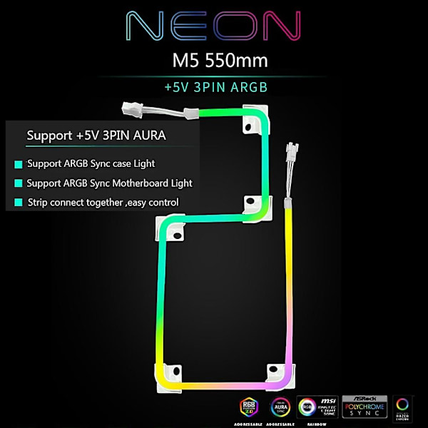 M5 Rgb Neon Kotelon Valonauha Argb Tietokonekotelon Koristelu Le