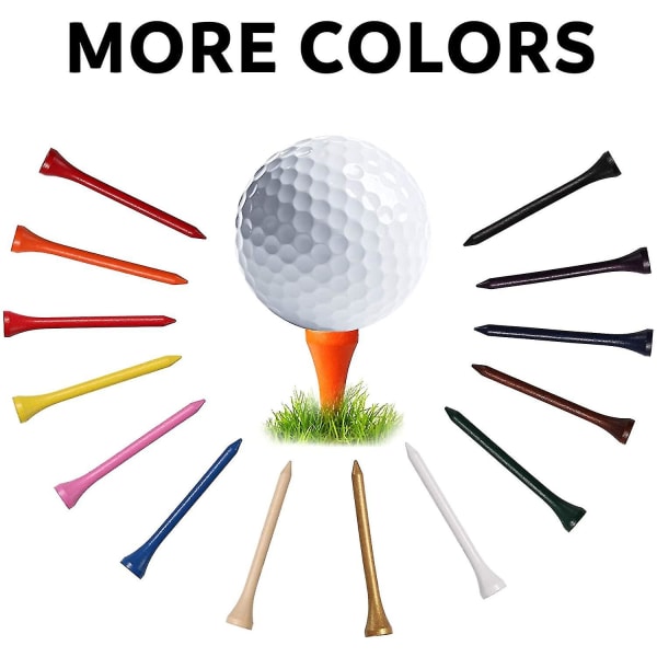 Niuniu Golf Tees, 2 3/4 tum, 70 Count, Professional Deluxe Wooden Golf Tee, Natural Hard Wood Golf Tee Purple