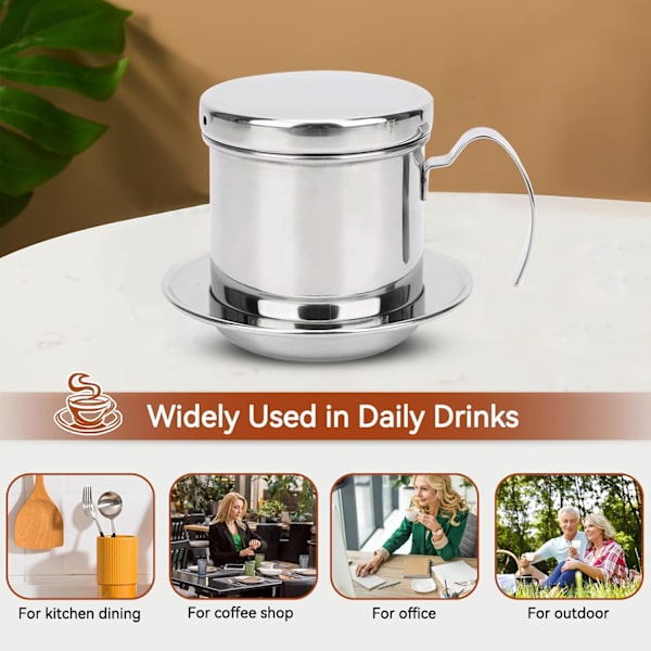 Vietnamesisk kaffefilter, kaffefilter i rustfrit stål, vietnamesisk kaffekande, enkelt dryp kaffekande hjemme kaffefilter