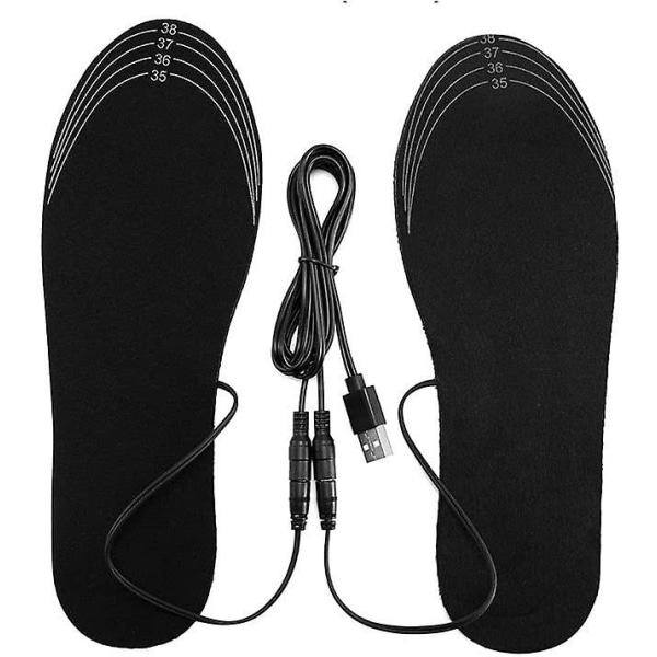 USB uppvärmda skoinlägg, fotvarma sockmatta, elektriskt uppvärmda sulor, tvättbara varma thermal sulor (1 set (2 st)) S