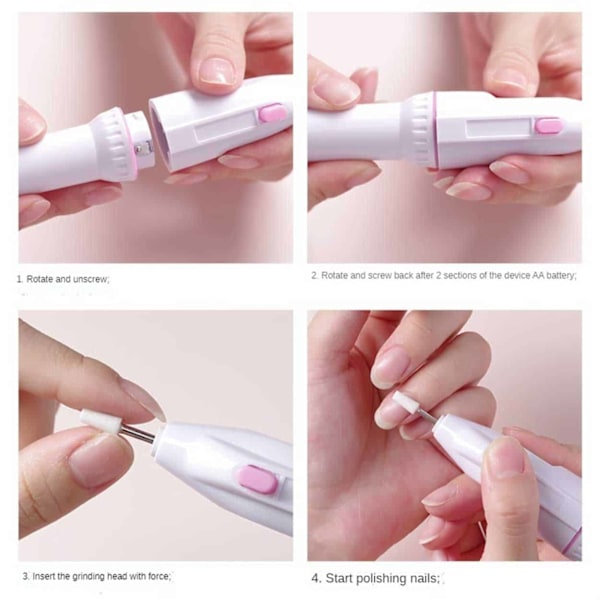 Elektrisk Nagelfil med 5 Bits - Professionellt Verktyg i Vit