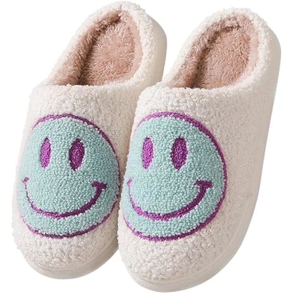Smile Face Tøfler Innendørs Utendørs, Smile Happy Face Tøfler, Retro Tøfler for Kvinner Hus Myke Fluffy Tøfler. green