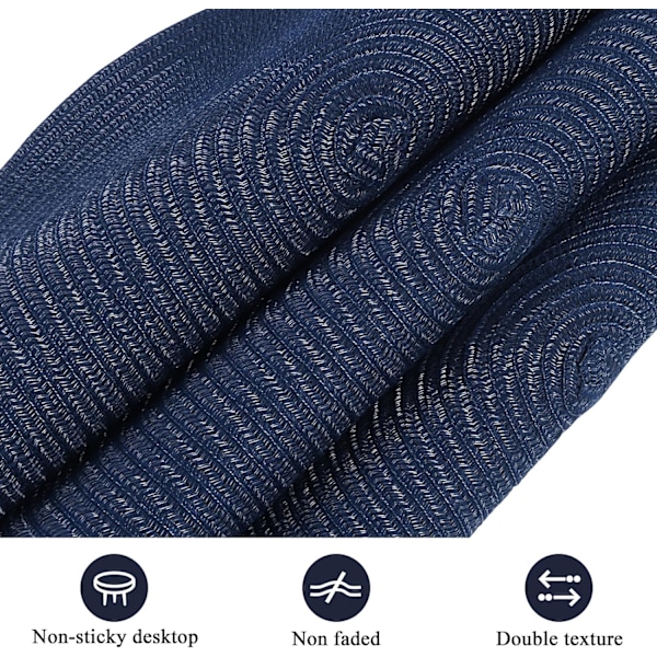 15\" Rund Vävda Dukunderlägg, Halkskyddande Isolering Vävda Bomullsduksunderlägg, Tvättbara (Set om 6) Azul Marino 6pc placemats and 6pc coasters