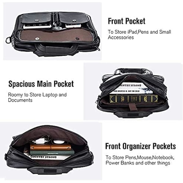 Herre Dokumentmappe i Lær for Forretningsreiser Håndlaget Messenger Bag Laptopveske