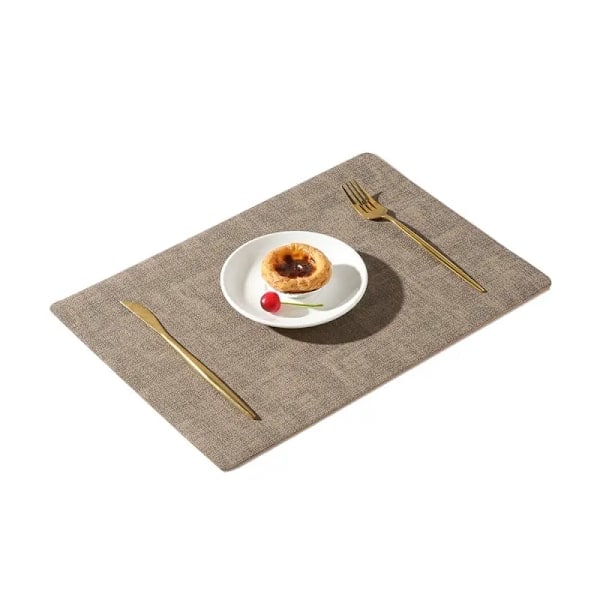 Lämmönkestävät nahkaiset tabletit, 6 kpl, vedenpitävät, pyyhittävät, pestävät PU-tabletit, helposti puhdistettavat, liukumattomat, mutaväri Mud color