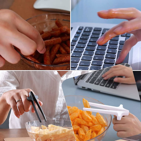 4 stk. Fingerpinner, Plast Fingerpinner, Snackpinner Gjenbrukbare Pinsett Tenger Matklyper for Gamere Hjemme Gadgets