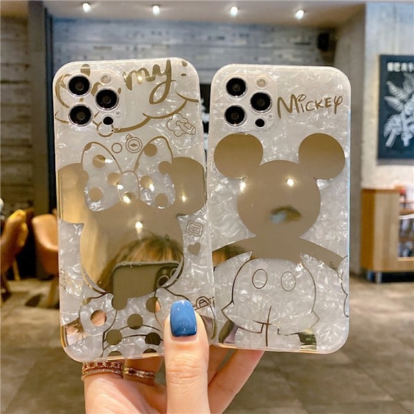 Tecknat Fodral för iPhone och Bling Glittrigt Telefonstativ Sött Telefonskal för Flickor Kvinnor Mickey iPhone 13 pro Mickey iPhone 13 pro