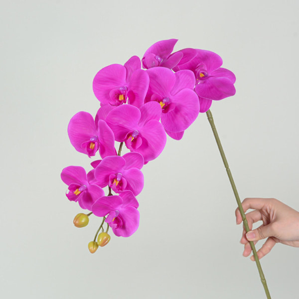 Konstgjord Orkidé Real Touch Signal Stem Phalaenopsis Orkidé Spray Med 9 Stora Blommor För Hemmet