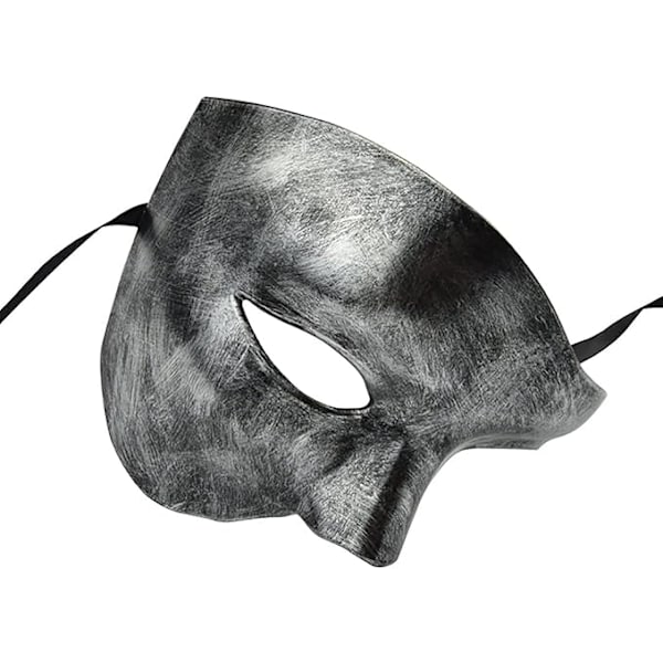 Herrmask Maskerad Mask Fantom av Operan Halvmask Silver