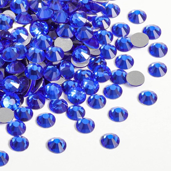 Litteä kristalli timantti pyöreä jalokivi, safiiri (4,6-4,8 mm) SS20/1440 kappaletta Blue