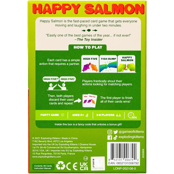 Exploding Kittens Happy Salmon av Exploding Kittens - Kortspel för Vuxna Tonåringar och Barn - Roliga Familjespel