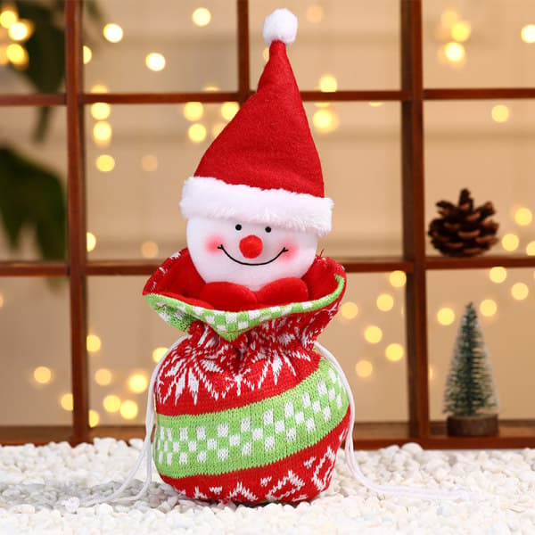 3-pack Stickade Julgranspyntspåsar - Snögubbe Design snowman