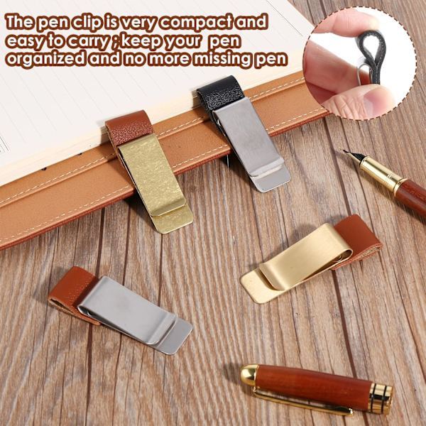stk. Penneclips til notesbog Pen Loop Holder til notesbøger PU læder Pen Etui Penneclips til journal, planlægger, notesbog