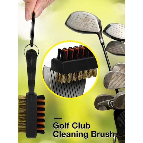 Golfbørste, Rille-renser til Golfkøller, Golfkølle Dobbeltsidet Nylon- og Børstehårsbørste, Golfrenseværktøj til Rengøring af Køllehoved & Riller Blank- White