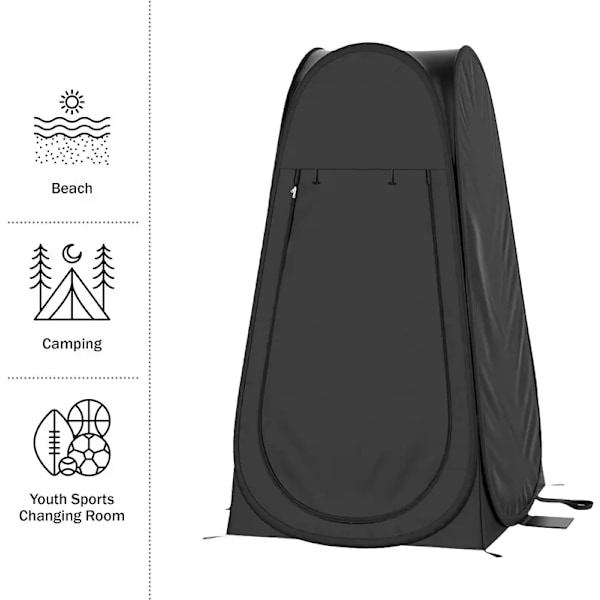 Bærbart utendørs instant pop-up telt privat camping dusjrom toalett garderobe, lengde: 1,2 meter, bredde 1,2 meter, høyde 1,9 meter