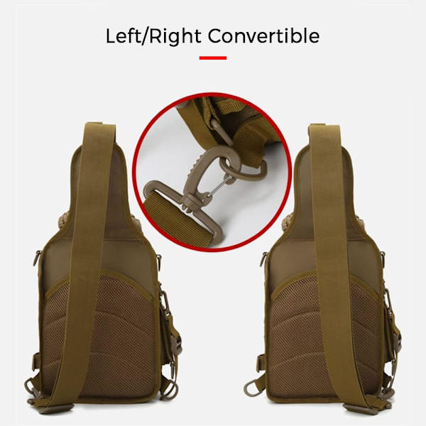 Fiske Sling Bag Fiskeutrustning Förvaringsväska Verktygsväska för Fiske Vandring Jakt Camping brown