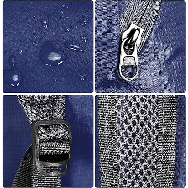 Ultralätt hopfällbar vandringsryggsäck, slitstark och lättviktig, unisex, lämplig för utomhussporter, resor, marinblå navy Blue