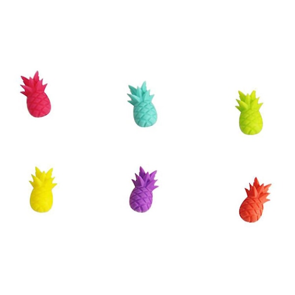Viinilasimerkit, 6 kpl Söpö Ananas Silikoni Juomalasi