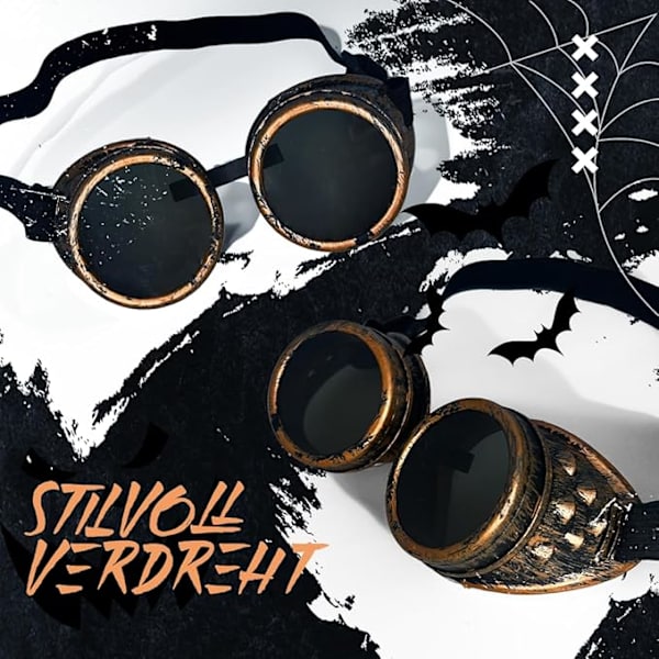 Steampunk briller for menn og kvinner – retro solbriller for steampunk-antrekk I Cyberpunk Burning Man, karneval, halloween, tilbehør for fest Bright Silver