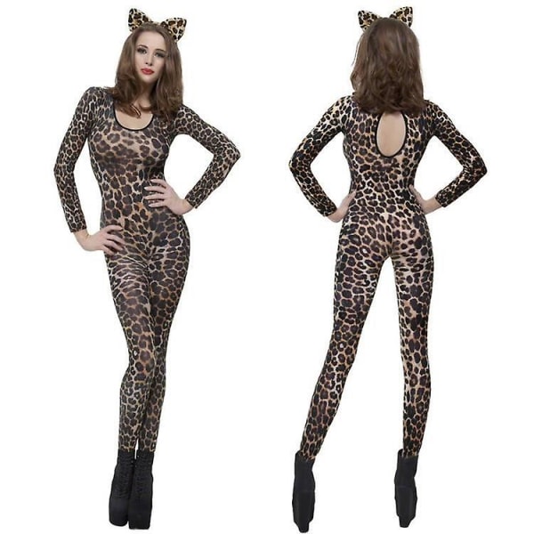 Dam Tiger Kostym Katt Damkostym Cosplay Djurkostymer leopard print XL