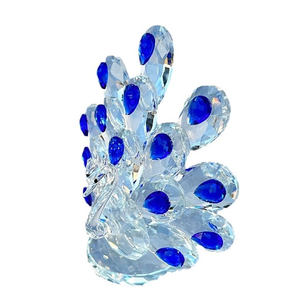 Krystallblå Påfuglfigur Gave til Kvinner, Håndlaget Glasskunst Samleobjekt Dyr for Hjemmeinnredning, for Barn