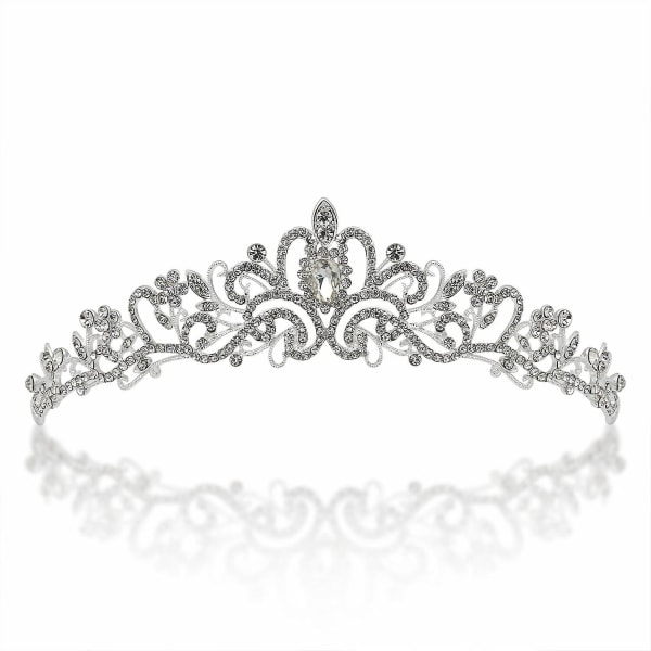 Krystall Tiara Sølv Krone Brud Prinsesse Rhinestone Hår Smykker Dekor