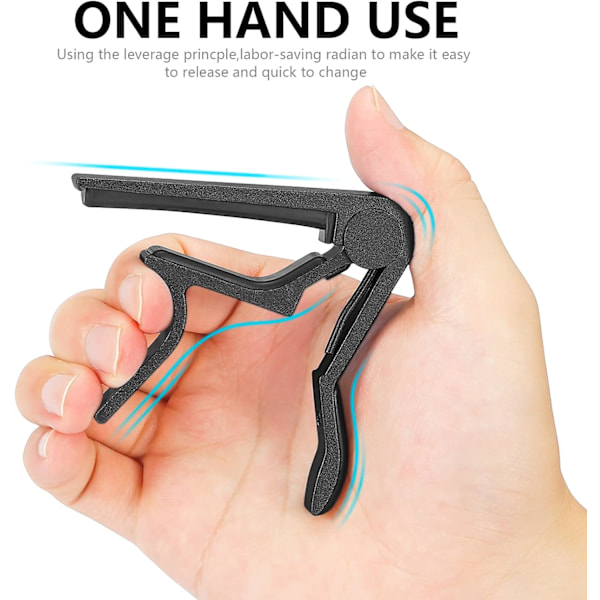Gitarr Capo Snabbväxlande Capo för 6-strängad Akustisk Gitarr Elgitarr Klassisk Gitarr Ukulele Capo (Svart) Black