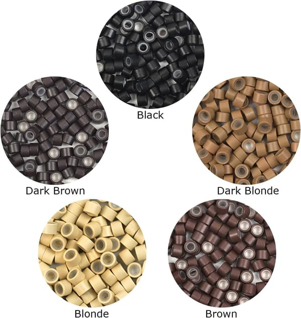 500 stk. silikoneforede mikroringe, led, perler 4,0 mm hårperler til hår extensions Brown